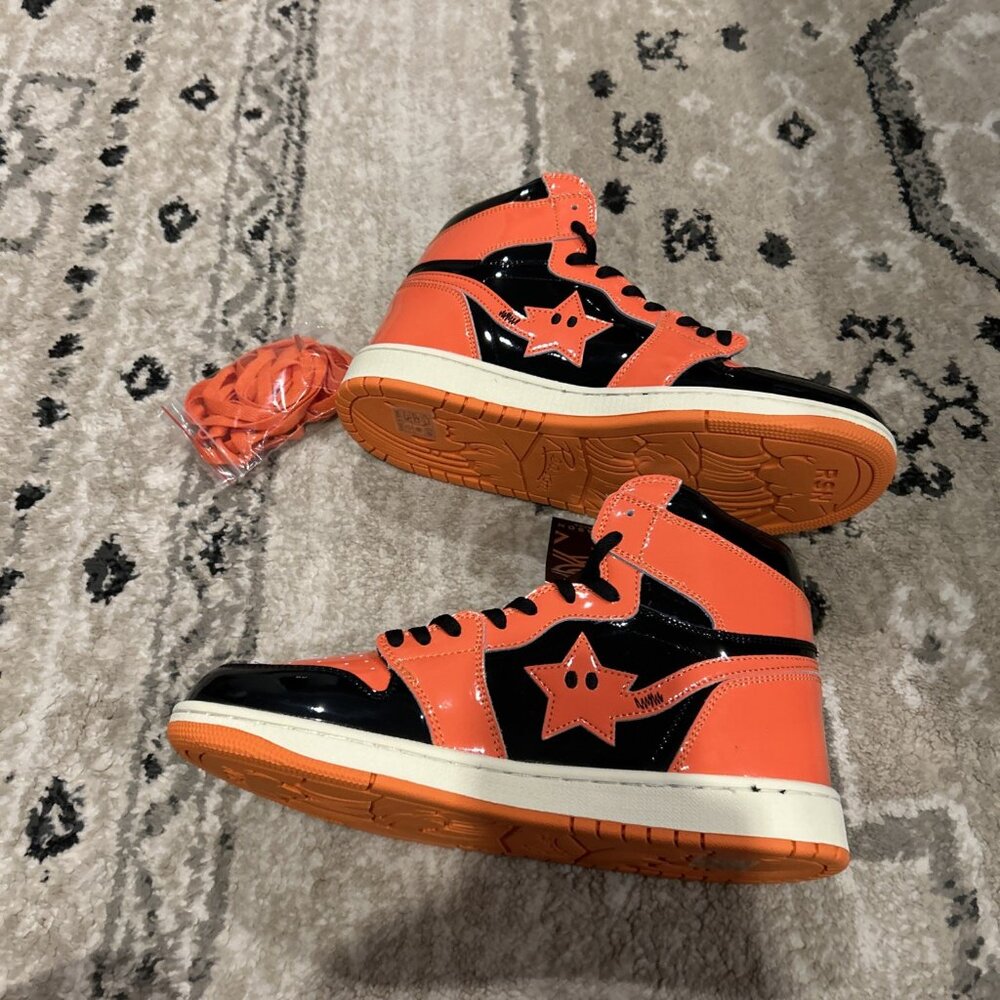 Reason Brand High Top Paisley Sneakers Men's Size 10.5 Black/ Orange RBSK-4 - Picture 3 of 7